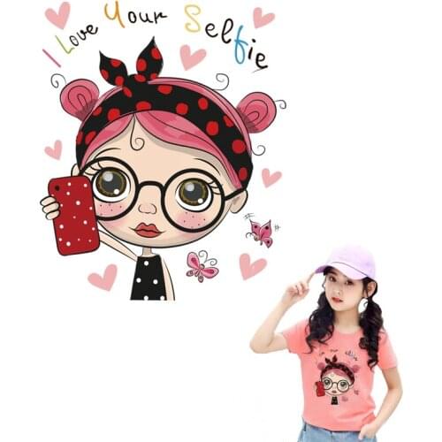 Pretty Girl Patches DIY Washable Thermal Sticker On Kid T-shirt Cute Design Iron On Transfer For Clothing Appliqued Decoration