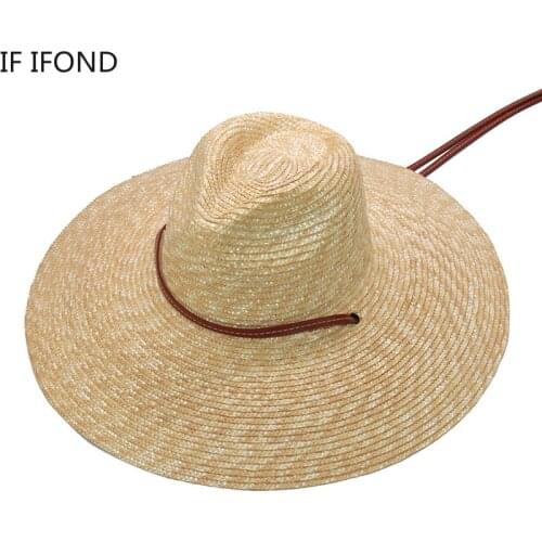 Summer Hat for Women Men Panama Straw Hats 13.5CM Big Brim Outdoor Travel Beach Sun Hat Handmade Weave Lifeguard Hat