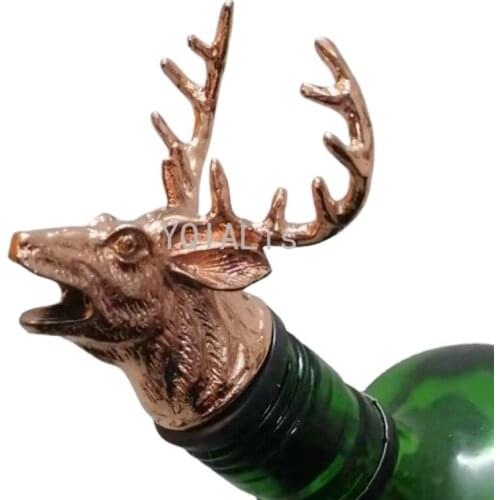 Strange 4 Colors Golden Deer Head Wine Mouth Elk Decanter Zinc Alloy Wine Set Rose Gold Bar Family Wine Tools Accessories