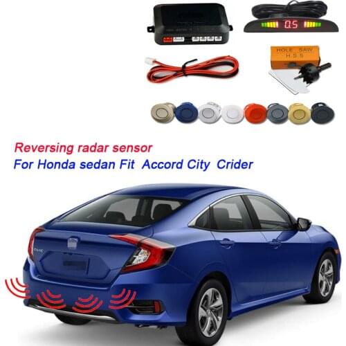 The Led parking sensor kit displays 4 reversing assist reversing radar monitoring systems for Honda sedan