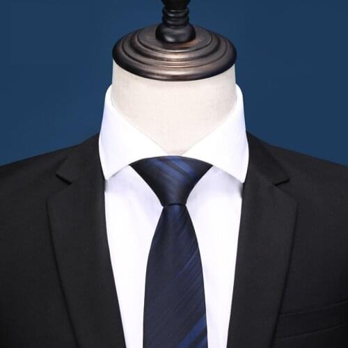 High Quality 2020 Designer New Fashion Dark Blue Navy Blue Gradient Striped 8cm Ties for Men Necktie Formal Suit with Gift Box