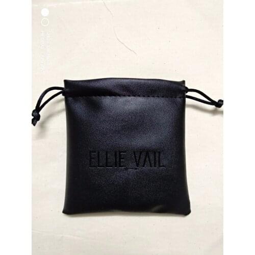 High quality black pu leather drawstring bags jewelry bags 13*13cm gift pouch for jewelry storage custom logo free shipping