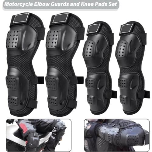 4PCs Motorcycle Elbow Guards Knee Pad Adjustable Racing Off-Road Protective For Motocross Cycling Skating Racing Protective Gear
