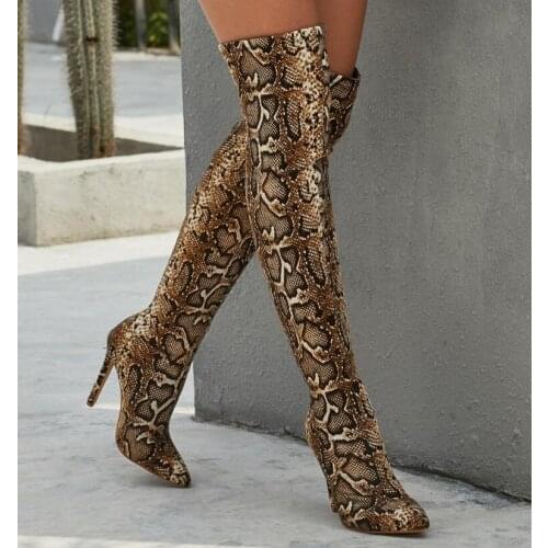 NEW women riding over the knee boots Snake winter autumn pointed toe fashion Casual Handmade high heel 11 cm sexy boots shoes