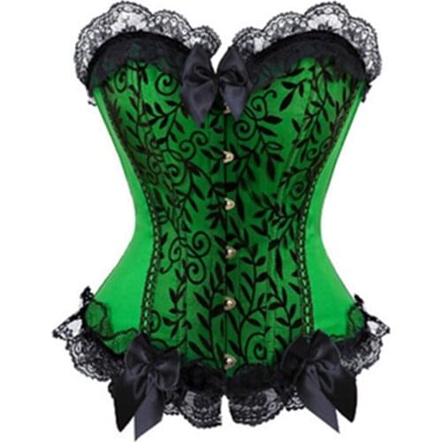 Women Sexy Satin Lace Up Overlay Overbust Corset Control Waist Bustiers Party Bodyshaper Showgirl Cosplay Clothing Size S-6XL