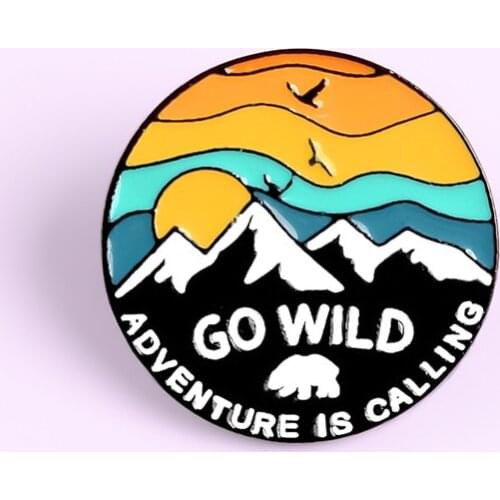 Moonlight Peak Badge Cartoon new Snowy birds moon sun Brooches cute Sea Waves enamel pin for friends