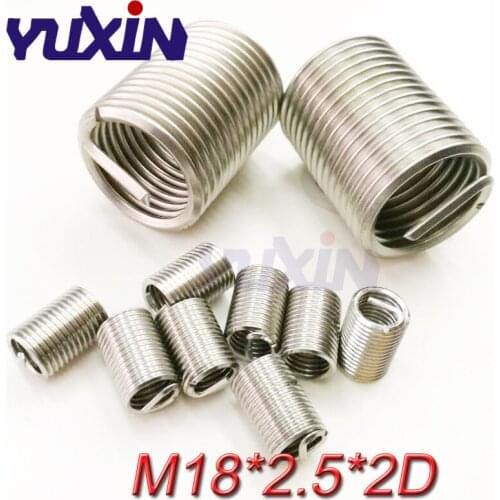 10pcs M18*2.5*2D Wire Thread Insert Stainless Steel 304 Wire Screw Sleeve M18 Screw Bushing Helicoil Wire Thread Repair Inserts