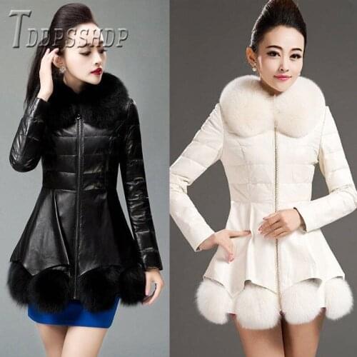 2019 Winter Motorcycle Leather Jackets Faux Fur Collar Zipper Motor PU Black White Coat Outwear