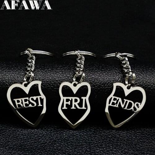 2021 Fashion 3 PCS Best Friends Stainless Steel Keychains for Women BFF Heart Bag Charm Jewelry Gift llaveros mujer K77381B