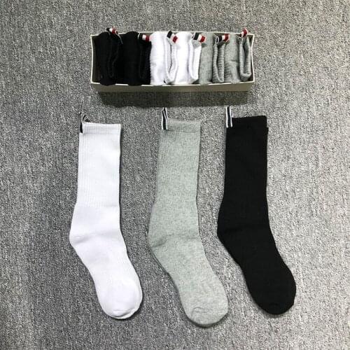 2021 Fashion TB Brand Socks Men Women Cotton Solid Casual Crew Socks Sports Medium socks Ins 3 Pairs