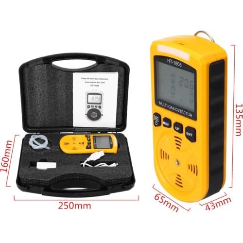 4 in 1 Portable LCD Display Digital Gas Tester Detector Oxygen LEL CO H2S Gas Density Multi Monitor Handheld Gas Analyzer