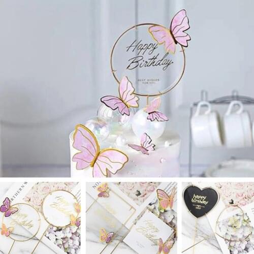 Acrylic Cake Topper Wrought Iron Bronzing Happy Birthday Goddess Birthday Party Dessert Decoration Girl Cake Decorating Tools