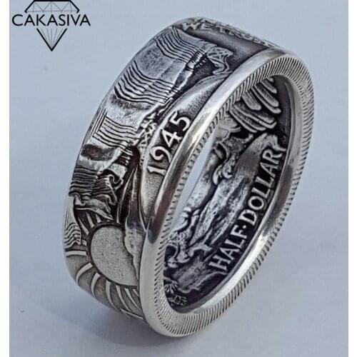 American Morgan Coin Circle Antique Coin Ring Handmade Vintage Ring, Handmade Silver Plated Ring By Morgan Dollar