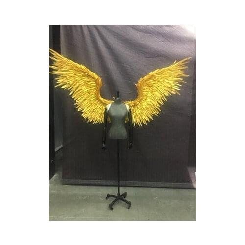 Free shipping Gold large wings feather angle wing T-stage model catwalk shows wings props party performance shows props cosplay