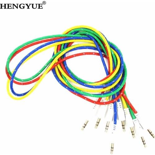 Colorful 1M 3FT Woven Fabric Braided Auxiliary Aux 3.5mm Jack Cord Audio Cable for ipod for iphone8 8plu 4s 5 5s 6s 1000pcs/lot