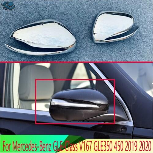 For Mercedes-Benz GLE-Class V167 GLE350 450 2019 2020 ABS Chrome Door Side Mirror Cover Trim Rear View Cap Overlay Molding