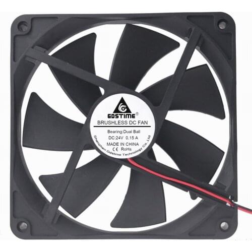 Gdstime 100 Pcs Ball Bearing 24V 140mm x 25mm DC Brushless Cooling Fan 24-Volt 140*140mm Machine Motor Cooler 14025B 14cm 2Pin