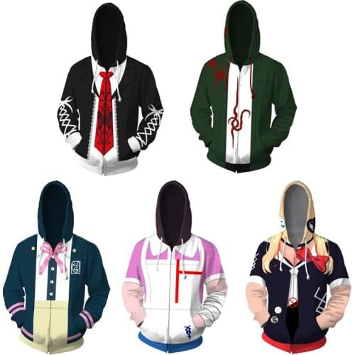 Game Danganronpa V3 Clothes Hoodies Sweatshirts 3D Print Nagito Komaeda Cosplay Zipper Hooded Coat Jackets For Women Mens