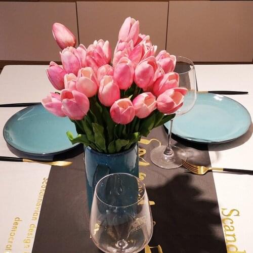 20pcs Tulip Artificial Flower Real Touch PU Flowers Wedding bouquet Decorative Flowers for Home Wedding Party Decoration