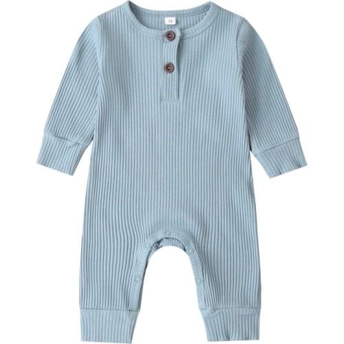Bobora Newborn Baby Boy Girl Long Sleeve Button Romper Bodysuit Jumpsuit One Piece Solid Outfit Fall Winter Clothes