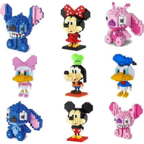 Disney Stitch block brick toy building Mini Minnie Mickey Mouse blocks cartoon characters teaching units children toy compliant