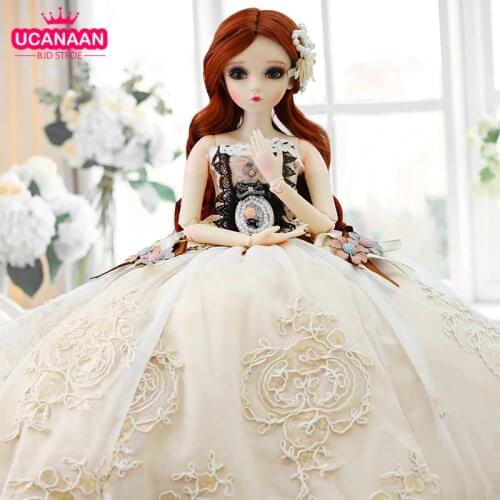 UCanaan 1/3 BJD Doll 60CM Ball Jointed Dolls With Full Outfits Palace Dress Wig Shoes Makeup Girls SD Dolls Toys For Children