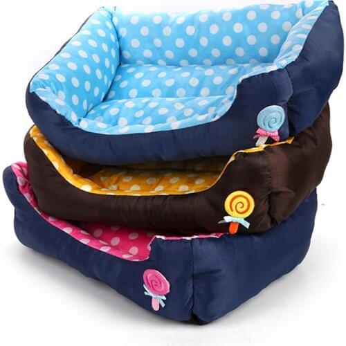 Cat Dog Bed Candy Color Soft Cotton Winter Warm Teddy Cat House Kitten Cat Sofa Bed Pet House Mat for Small Medium Dog Cat