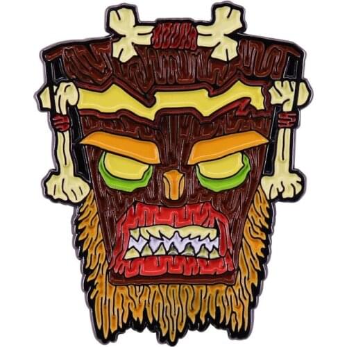 Bandicoot Aku Aku Mask Brooch Lapel Pin