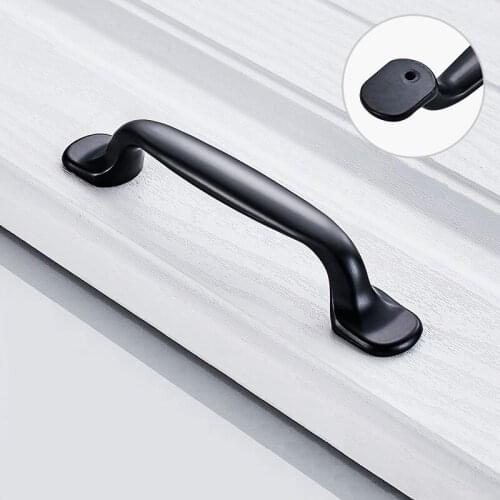 Matte Black Door Handle Zinc Alloy Cabinet Drawer Wardrobe Kitchen Bathroom Knob Furniture Handle H4434