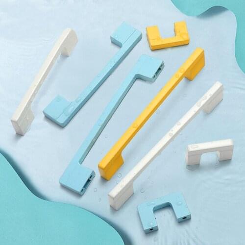 Furniture Mordern Cabinet Knob Childern Room Cute Yellow Door Pulls For Kitchen Bookcase Wardrobe Handles Knobs Blue White 96MM