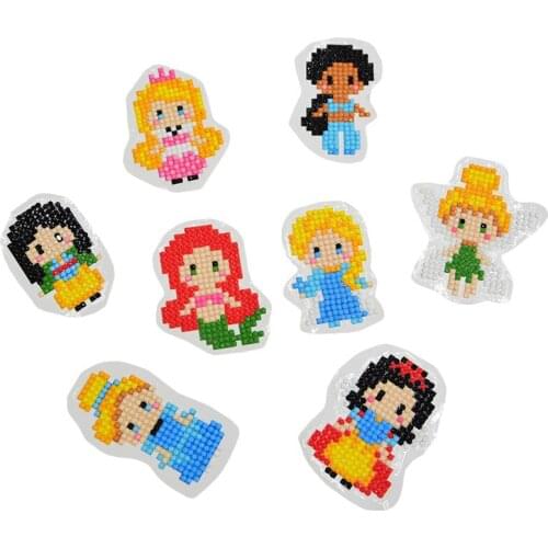 Cartoon Princess Sticker Kid Toy Handmade Adhesive Cutie Pop Resin Diamond Stickers Casual Stickers for Book Toy Phone Cup