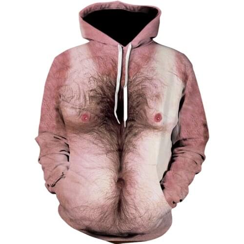 Muscle mens hoodie Chest Hair muscle 3D Printed hoodies Autumn and winter Hip Hop Funny hoodie Jacket cool Hipster Sweatshirt