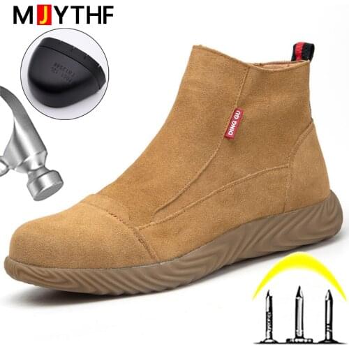 Outdoor Industrial Shoes Men Work Boots Steel Toe Shoes Men Safety Shoes Construction Welding Shoes Puncture-Proof Safety Boots