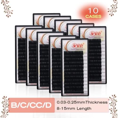 10Pcs Eyelash Extension Individual Natural Korea Silk Volume Eyelashes Extension Faux Mink Cilios Russian Eye Lashes for Make Up