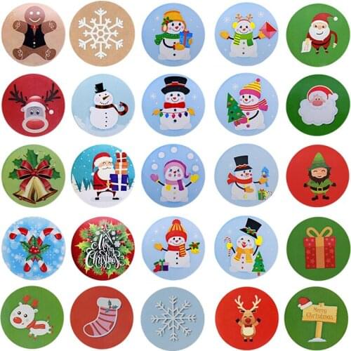 500pcs/roll Christmas Gift Bags Stickers Self Adhesive Paper Sticker Labels Gift Box Envelope Seal Holiday Xmas Party Supplies