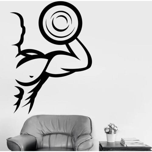Wall Stickers Gym Sports Art Bodybuilding Fitness Vinyl Window Decal Creative Healthy Life Mural Strong Body Pattern Decor M142