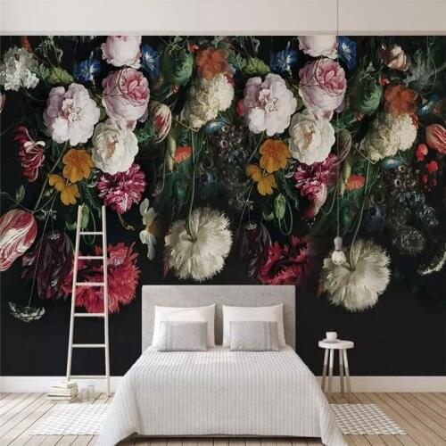 European-style hand-painted flower TV background wall professional production mural wholesale wallpaper mural poster photo wall