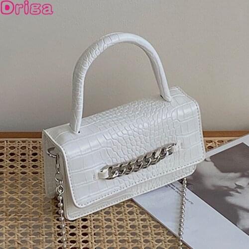 Driga 2021 New Female Shoulder Bags Mini Square Handbags Female Retro Crossbody Bags Crocodile Pattern Chain Messenger Bags