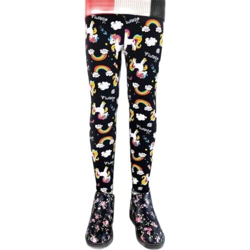 New Autumn Winter Girls Leggings Kids Trousers Kids Pants Skinny Plus Velvet Warm Cartoon Pattern Children Leggings Trousers