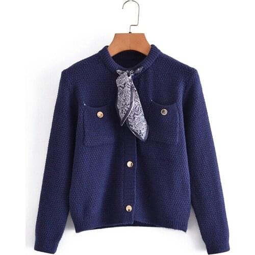 2021 Fall Womens Clothing New Ethnic Style Ribbon Decorative Stretch Knitted Cardigan Top
