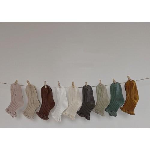 8371 2021 Autumn New Lovely Princess Lace Double Needle Childrens Socks Girl Lady Sweet Girl Socks Solid Colors