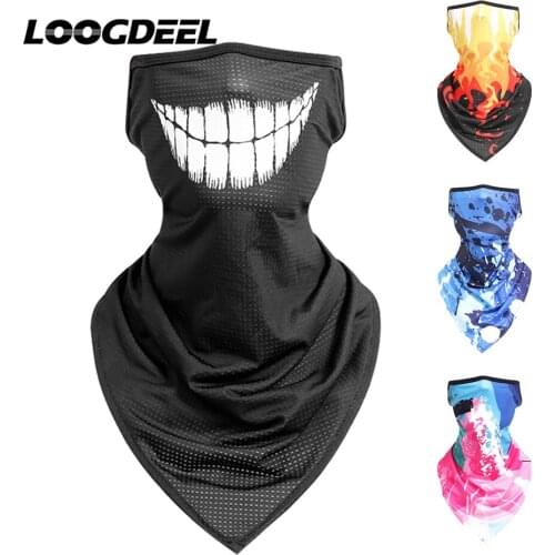 LOOGDEEL Hanging Ear Triangle Scarf Bandana Ice Silk Mesh Fabric Breathable Outdoor Cycling Running Fishing Hiking Mask Headwear