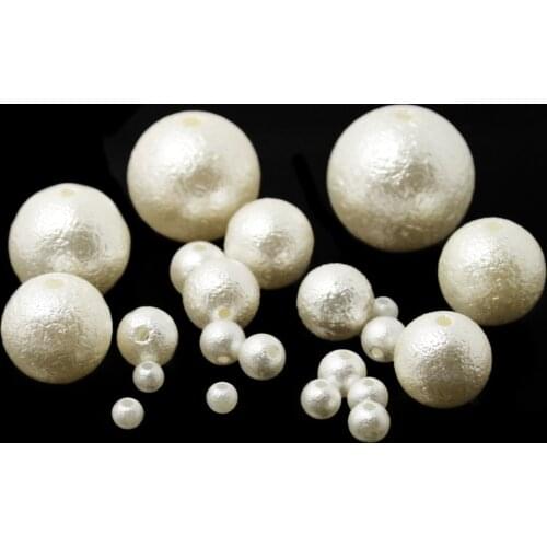 Straight Hole 4.6.8.10.12.14.16.18.20mm ABS White Imitation Pearl Beads Round Bead Wrinkled skin fit DIY Bracelet Making (BSG03)
