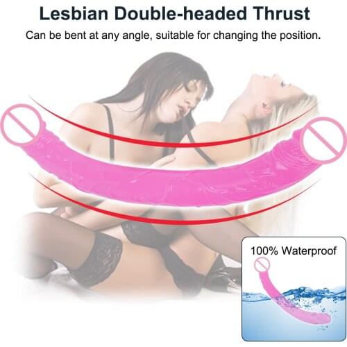 Double head TPE color crystal simulation penis gay female masturbation device adult products