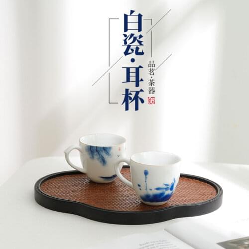 Hand-Painted White Porcelain With Gold Tracery Small Tea Cup Ceramic Handle Kung Fu Tea Set Not Hot 80 Ml Tea Cup For Household