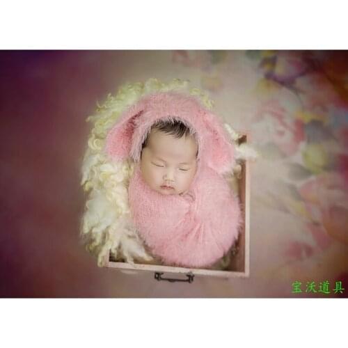 Jersey Knit wrap Newborn Fuzzy Wrap and Soft Bonnet Outfit Newborn photography Props Baby Swaddle Blanket