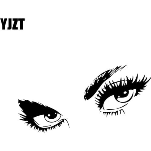 YJZT 15.3*7.9CM Sexy Beautiful Gorgeous Eyes Car Sticker Black/Silver Vinyl Car Decal Popular Fashion Style C20-0911