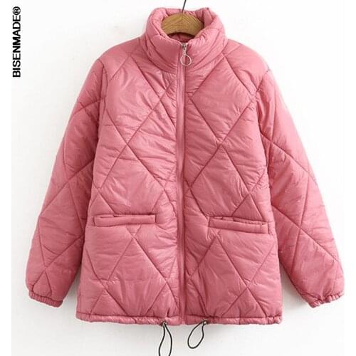 Women Clothing Parkas Plus Size 2021 Autumn Winter New Cotton-Padded Jacket Eisure Stand Collar Coat