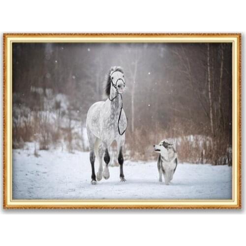 Animal Dog Husky DIY 11CT Cross Stitch Embroidery Kits Craft Needlework Set Cotton Thread Printed Canvas Home Design Hot Sell