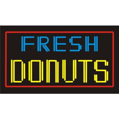 17*14" Fresh Donuts BEER NEON SIGN REAL GLASS BEER BAR PUB LIGHT SIGNS store display Restaurant Shop Advertising Lights